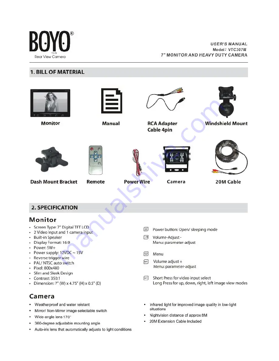 Boyo VTC307M User Manual Download Page 1