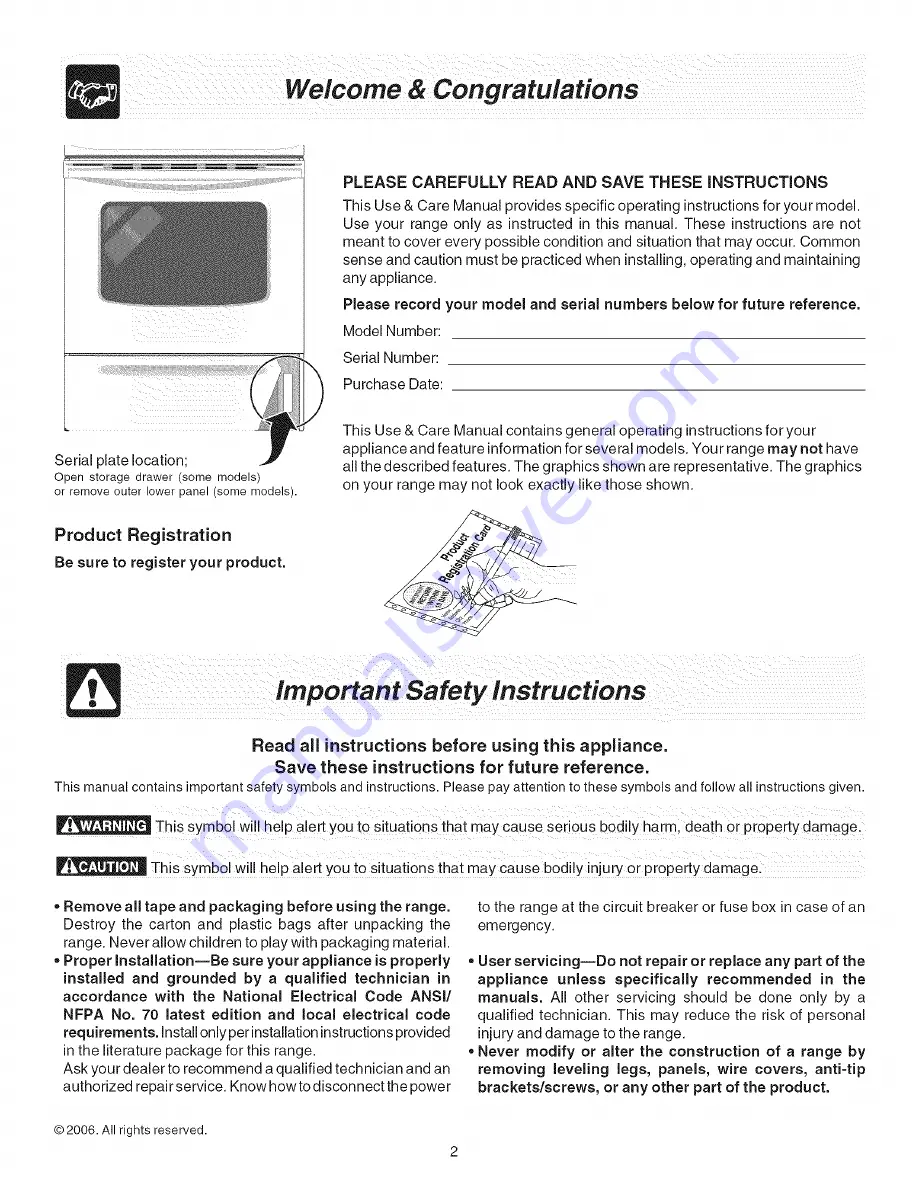 Brada Appliances BRADA CREF366FCB Use & Care Manual Download Page 2