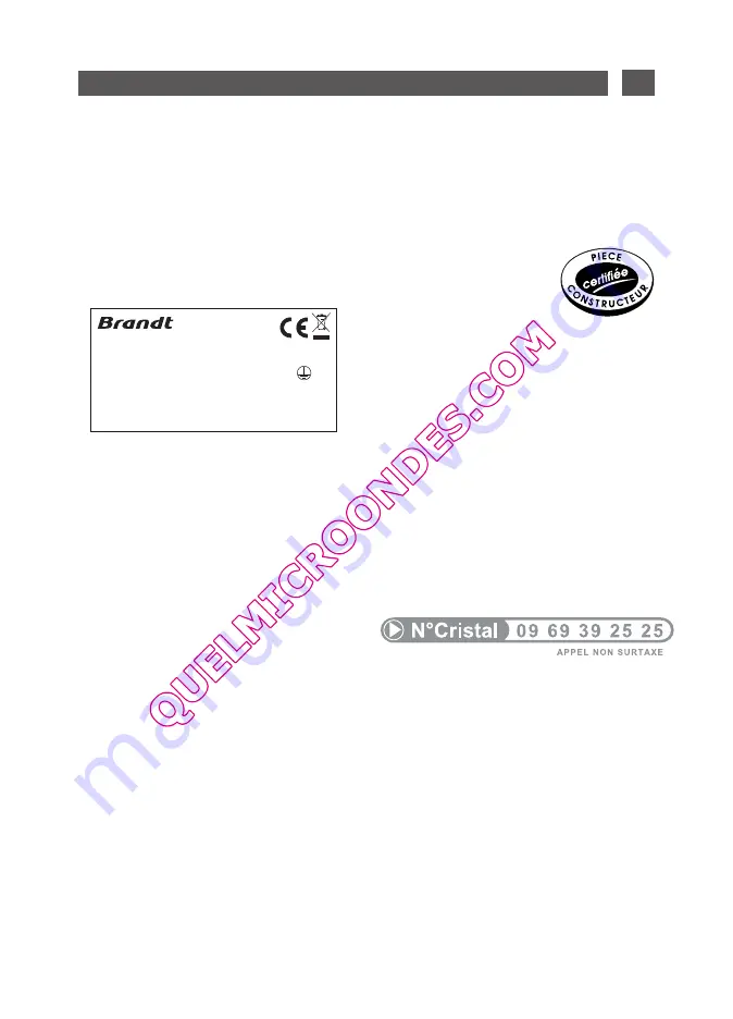 Brandt GE2607 Instruction Manual Download Page 43