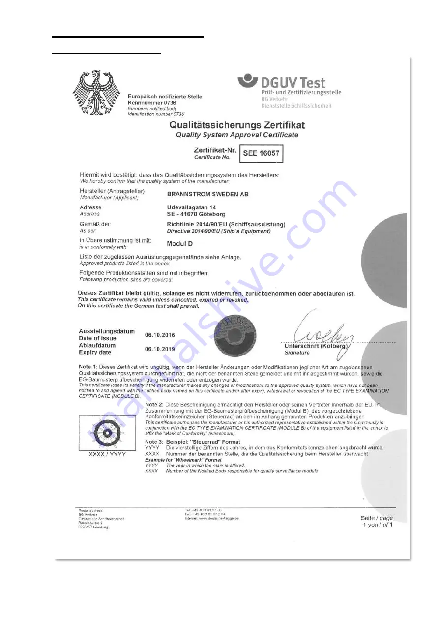 BRANNSTROM CleanTrack 1000 B Operation And Technical Manual Download Page 148