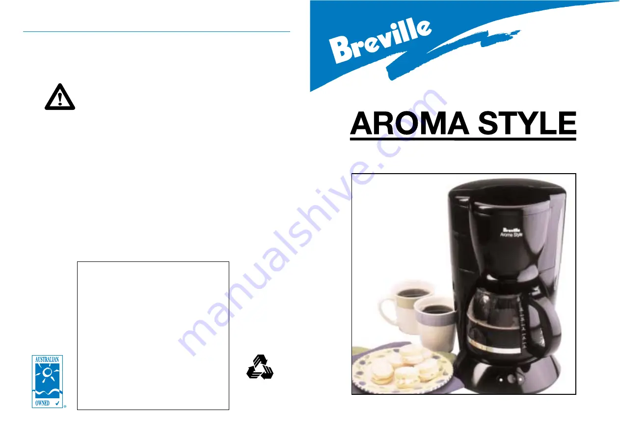 Breville Aroma Style FCM12 Manual Download Page 4