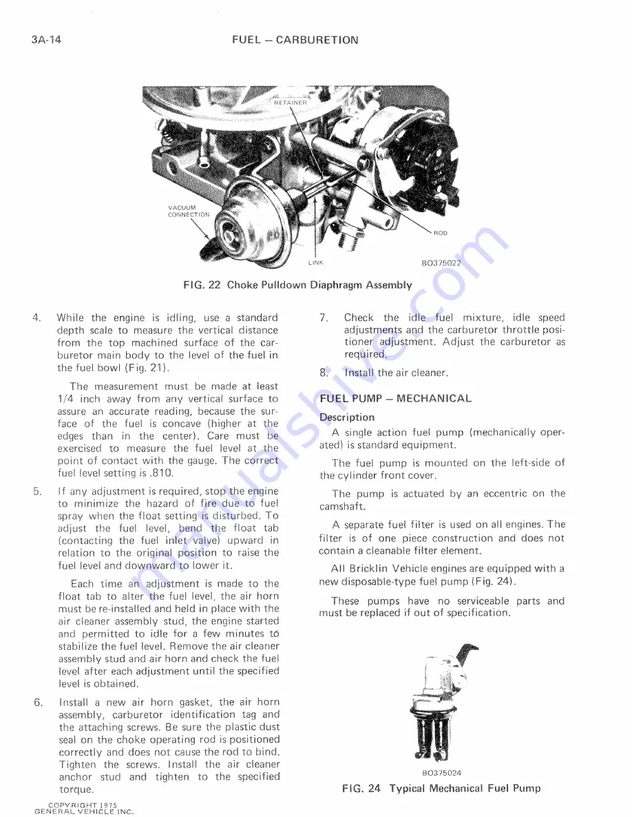 Bricklin SV-1 1975 Service Manual Supplement Download Page 73