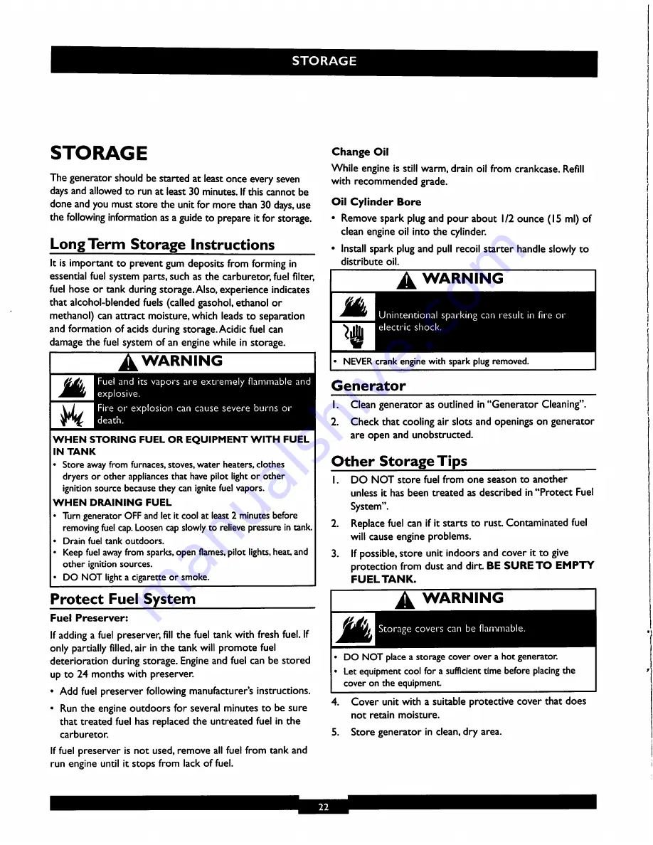 Briggs & Stratton 30244 Operator'S Manual Download Page 22