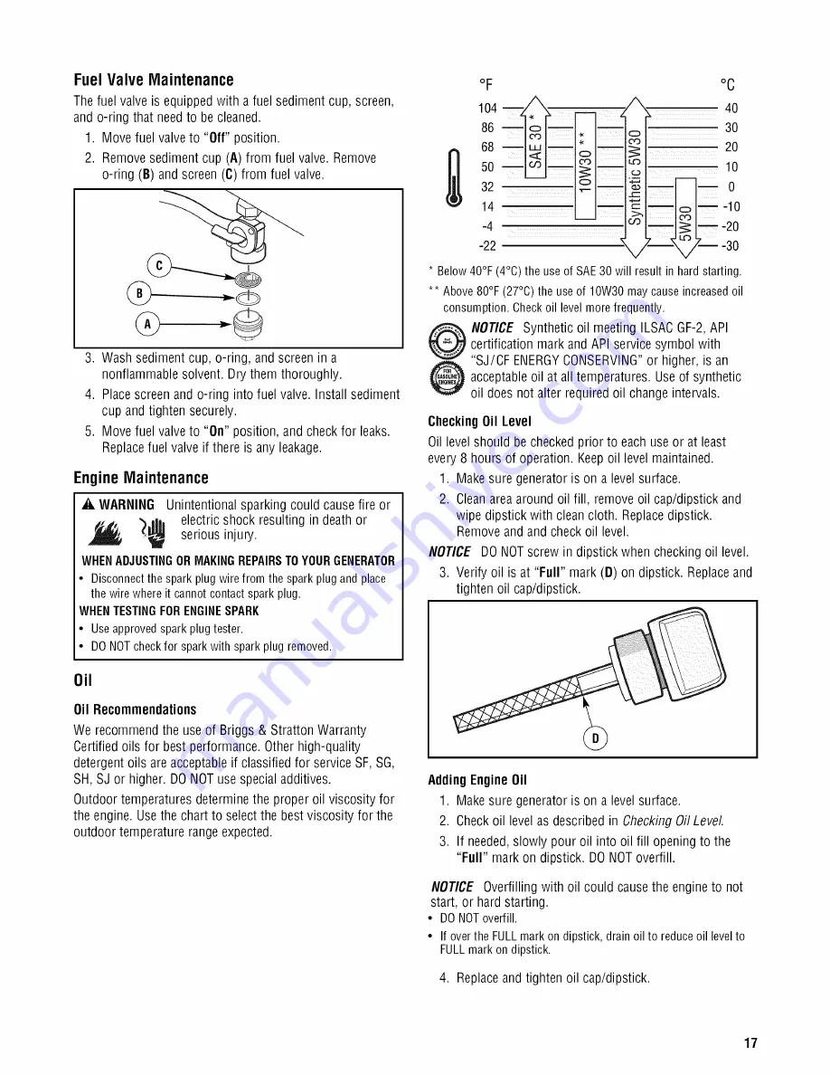 Briggs & Stratton 30470 Operator'S Manual Download Page 17