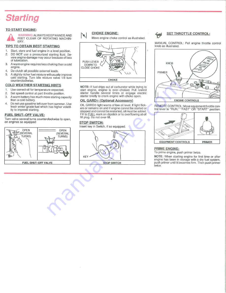 Briggs & Stratton Sno/Gard 222400 Series Operating And Maintenance Instructions Manual Download Page 6