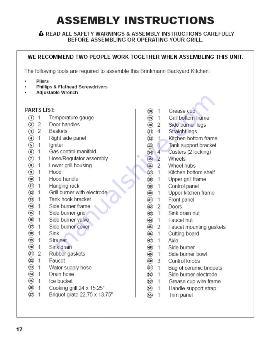 Brinkmann Backyard kitchen Owner'S Manual Download Page 16