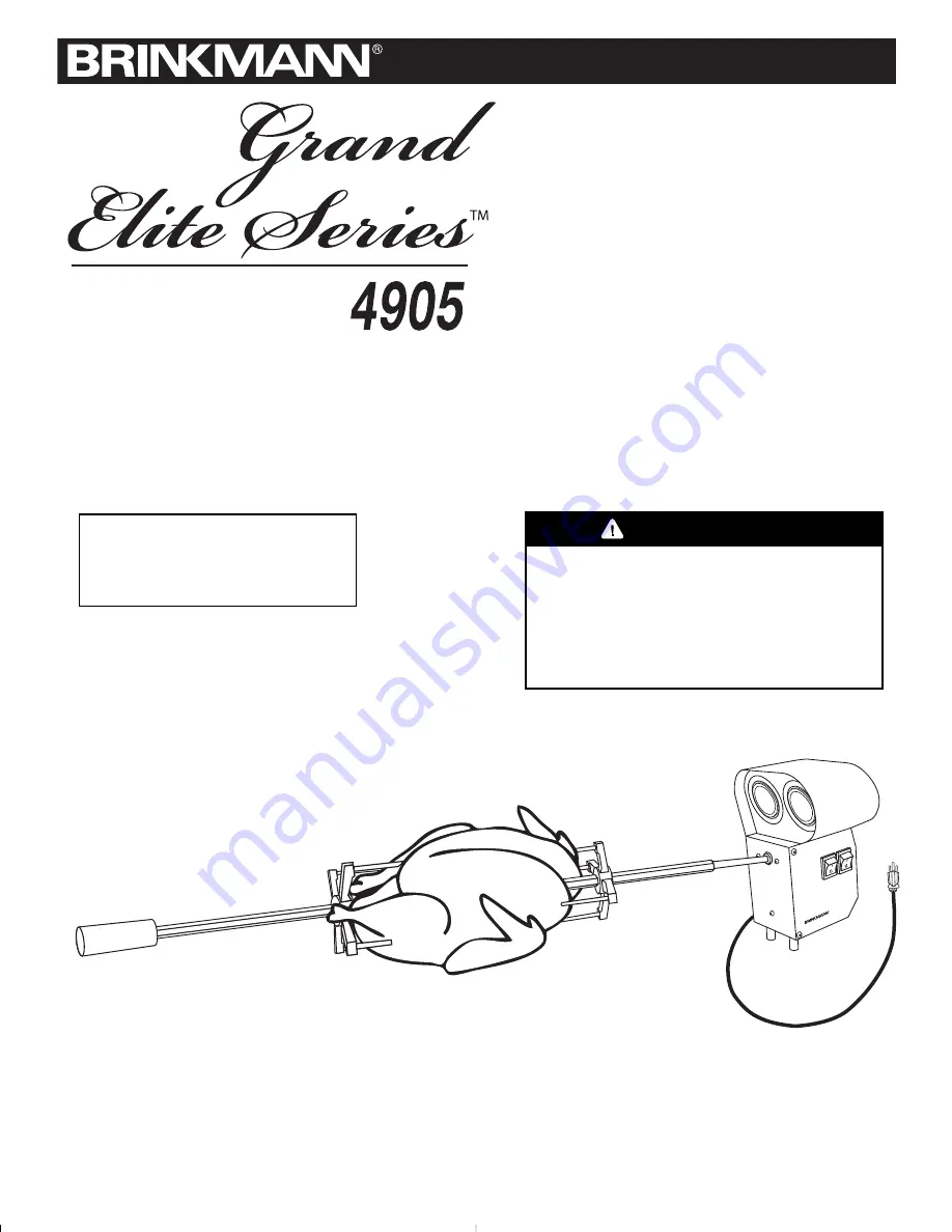 Brinkmann Grand Elite Series 4905 Owner'S Manual Download Page 1