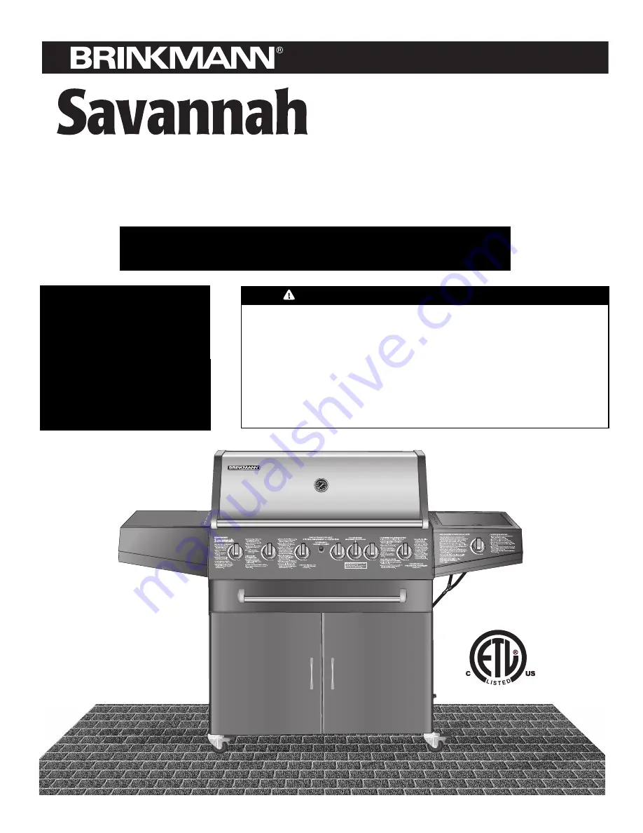 Brinkmann Savannah 6630 Owner'S Manual Download Page 1