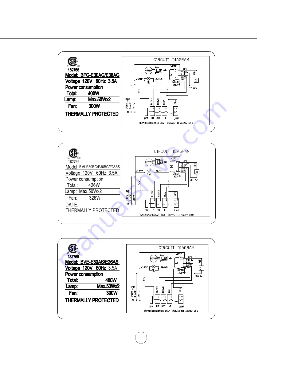 Brisas BFG-E30AG Use, Care And Installation Manual Download Page 21