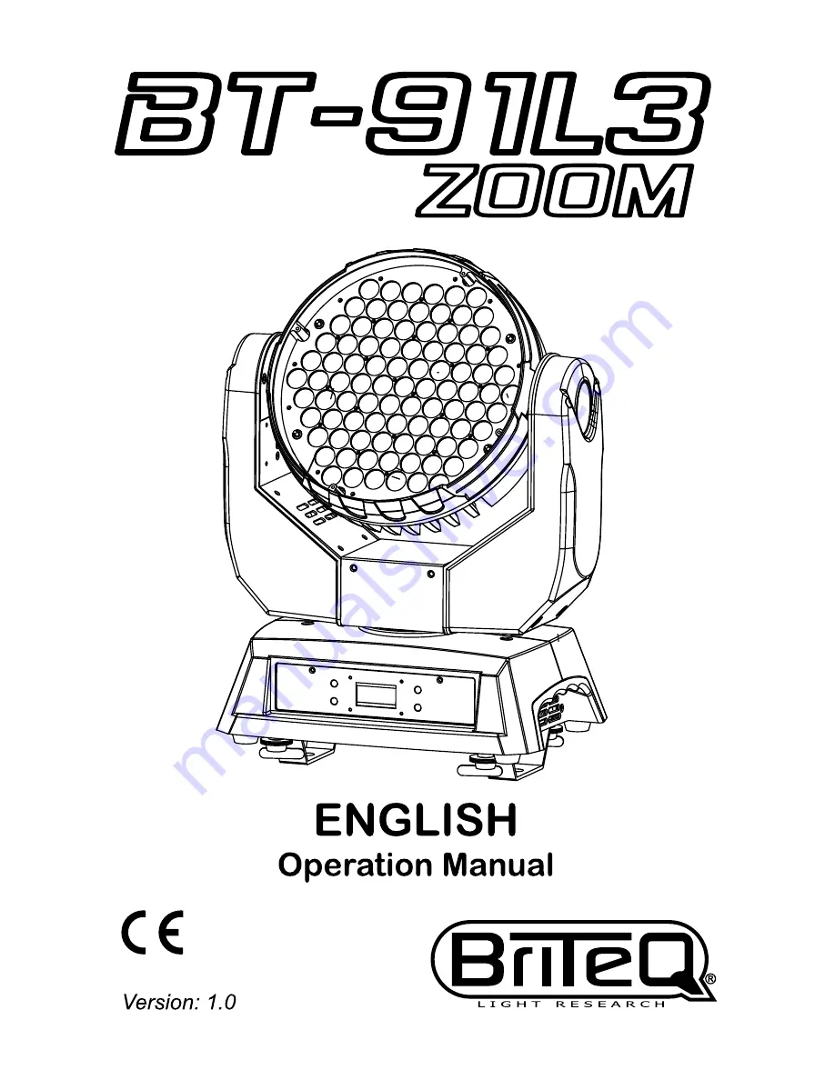 Briteq BT-91L3 ZOOM Operation Manual Download Page 1