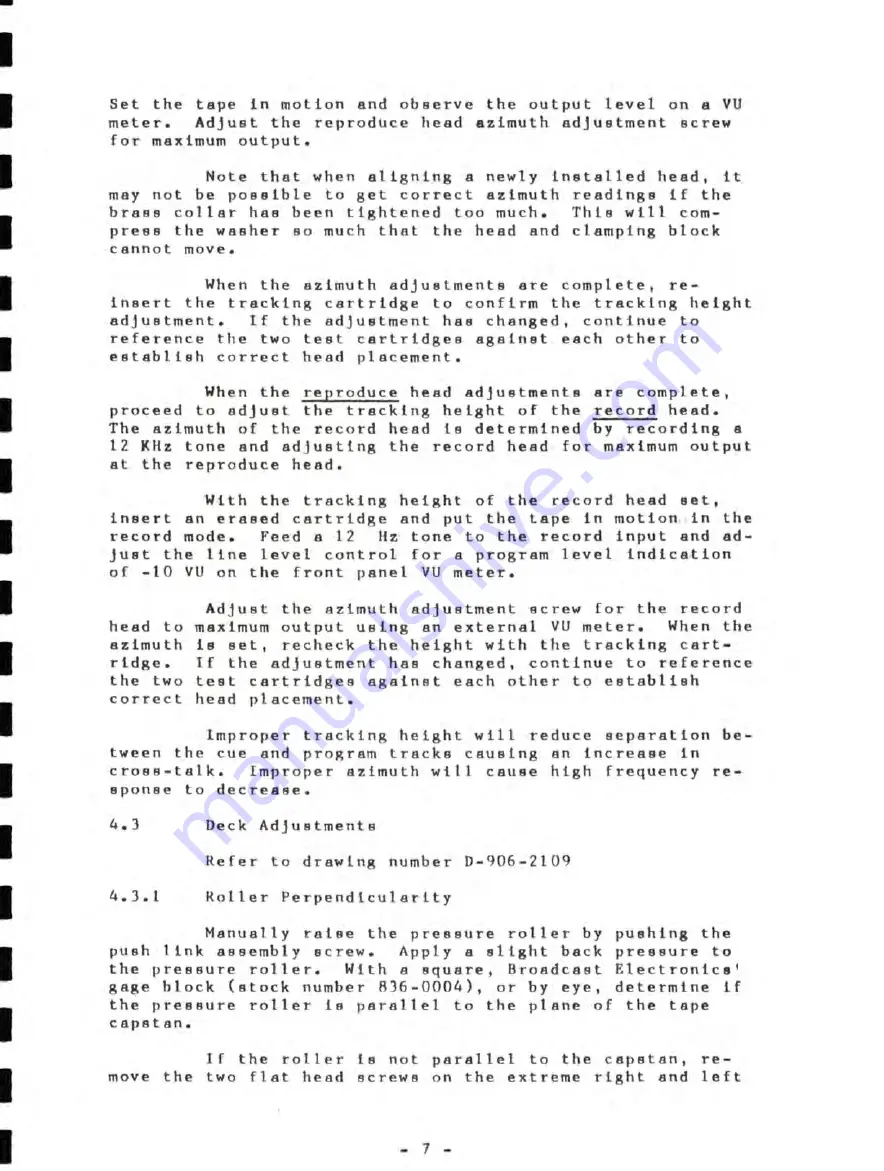 Broadcast Electronics SPOTMASTER 1000 Series Instruction Manual Download Page 10