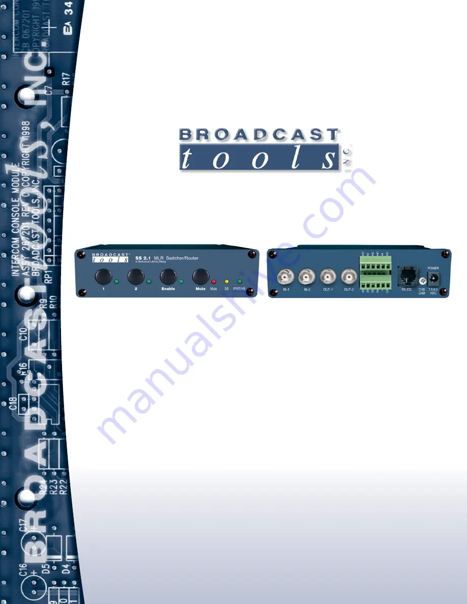 Broadcast Tools SS 2.1 BNC Installation And Operation Manual Download Page 1