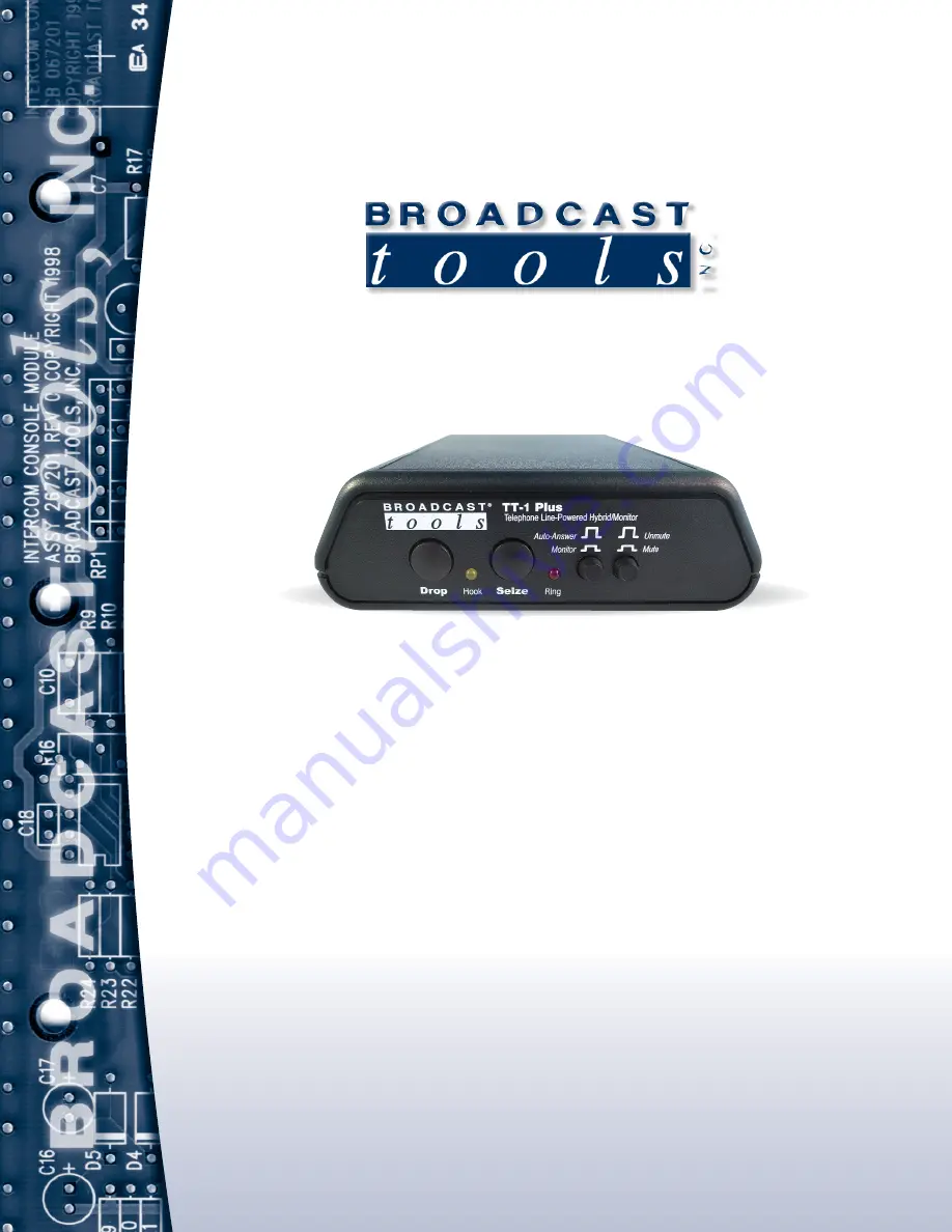 Broadcast Tools TT-1 Plus Installation And Operation Manual Download Page 1