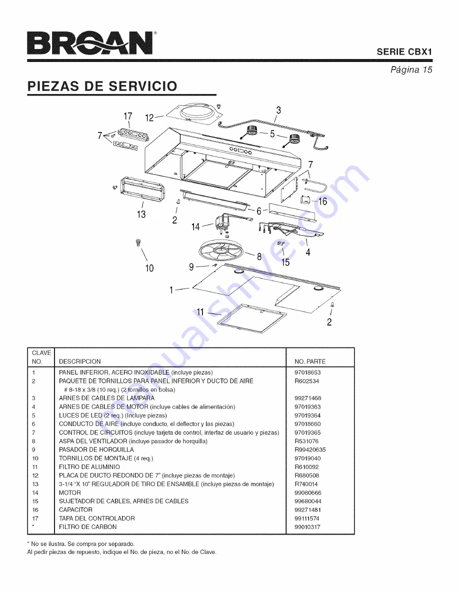 Broan CBX1 SERIES Instruciton Manual Download Page 15