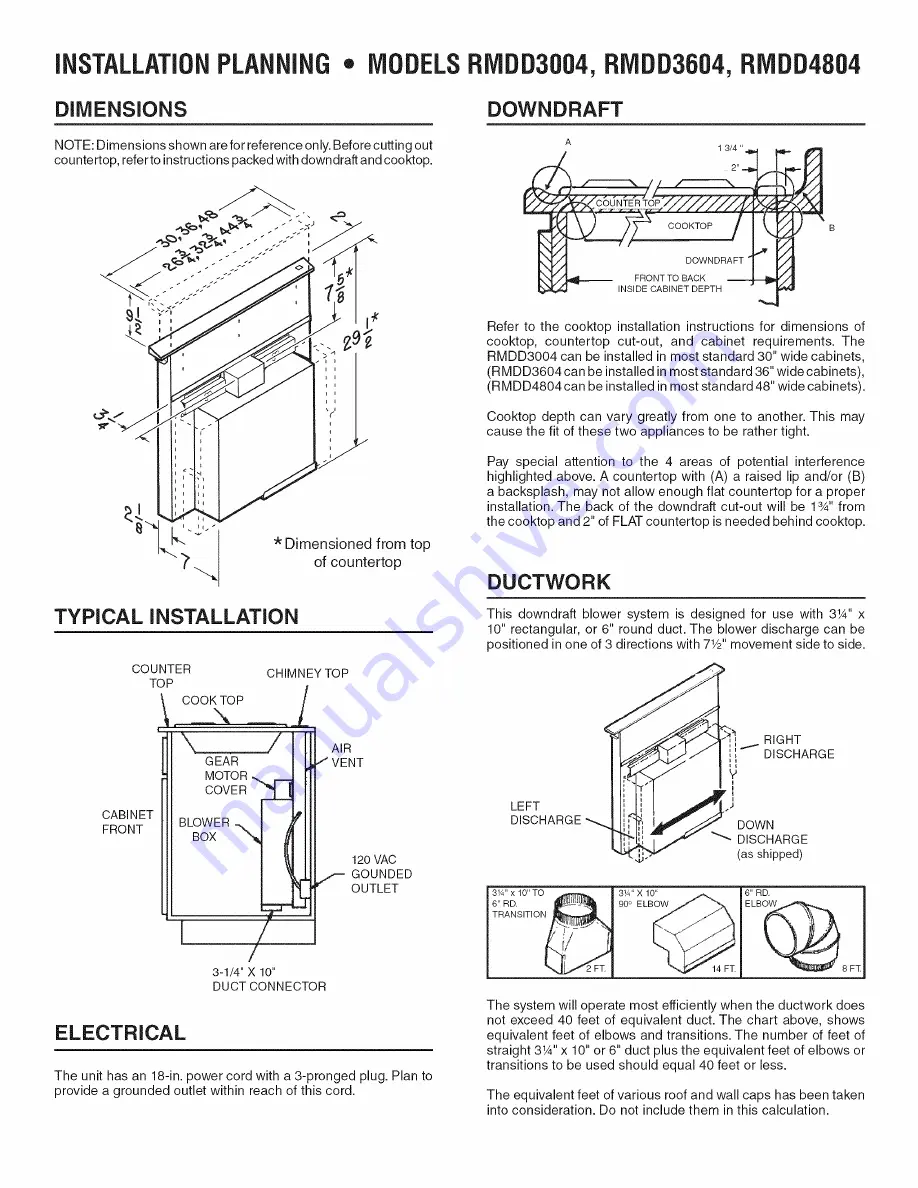 Broan NuTone RANGEMASTER SRIVIDD3O04 Скачать руководство пользователя страница 2