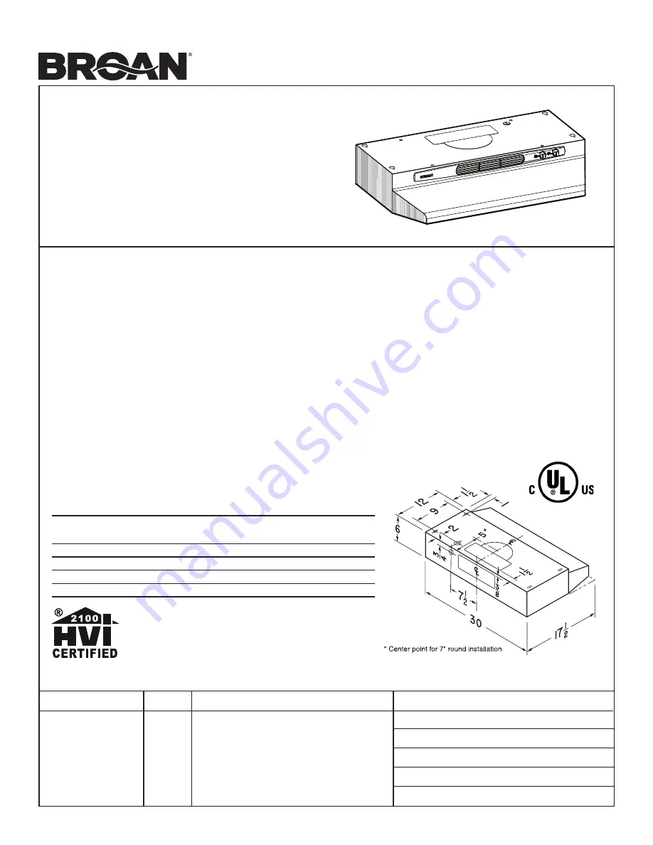 Broan QL1 Series 4-Way Convertible Range Hood Скачать руководство пользователя страница 1