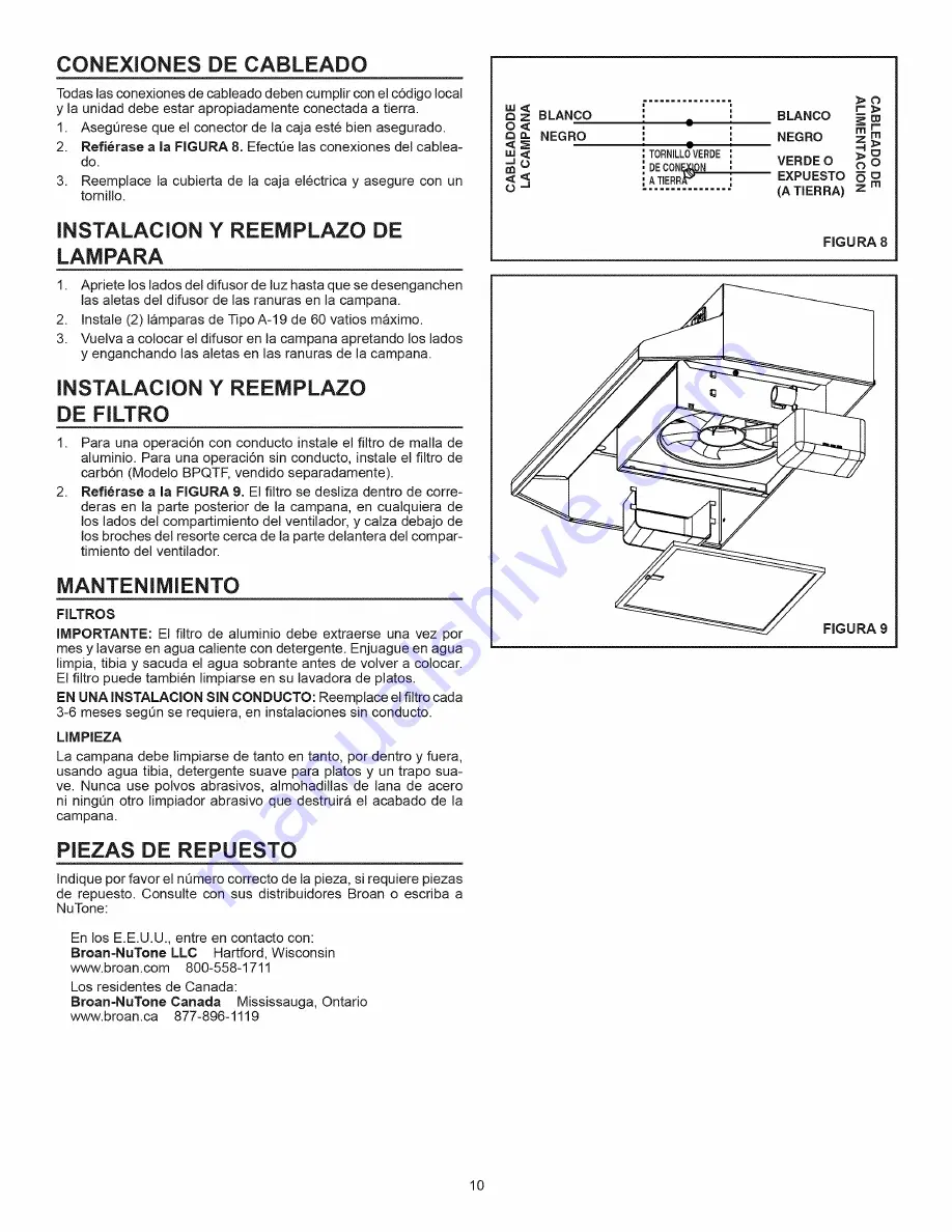 Broan QL100 Series Installation Instructions Manual Download Page 10