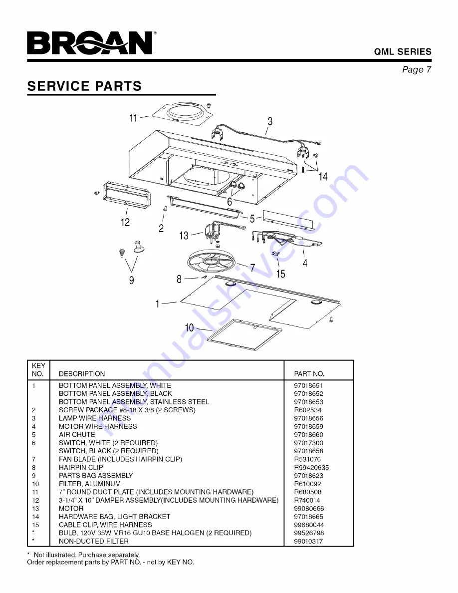 Broan QML30BL Instructions Manual Download Page 7