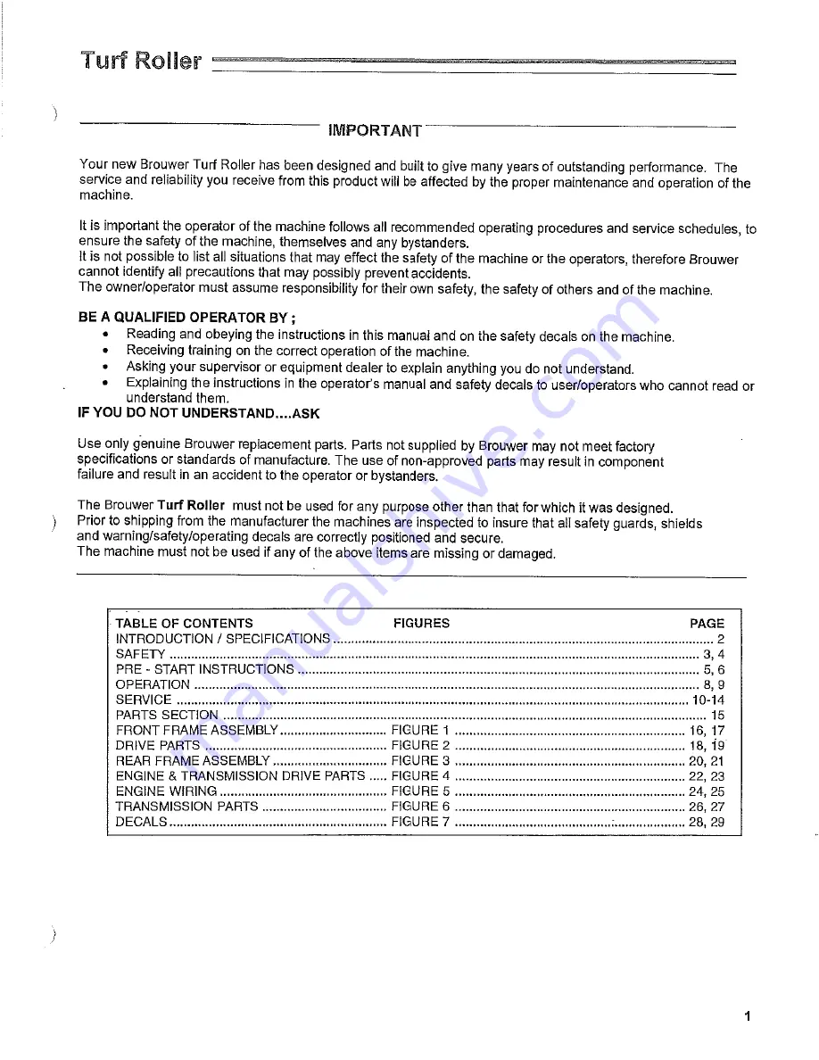 Brouwer 7990302 Owner'S And Operator'S Manual Download Page 9