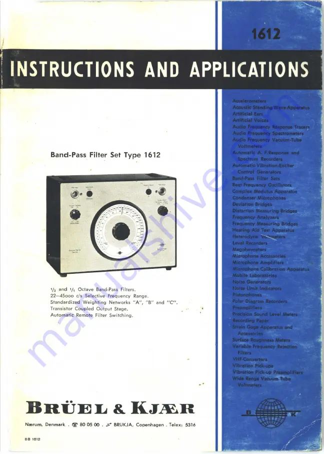 BRUEL & KJAER 1612 Скачать руководство пользователя страница 1