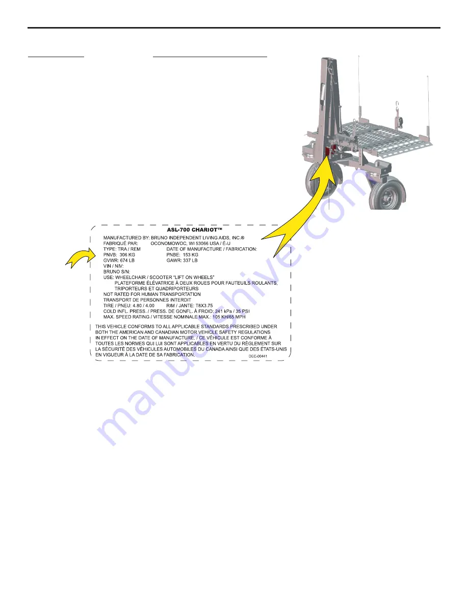 Bruno CHARIOT ASL-700 Operator'S Manual Download Page 5