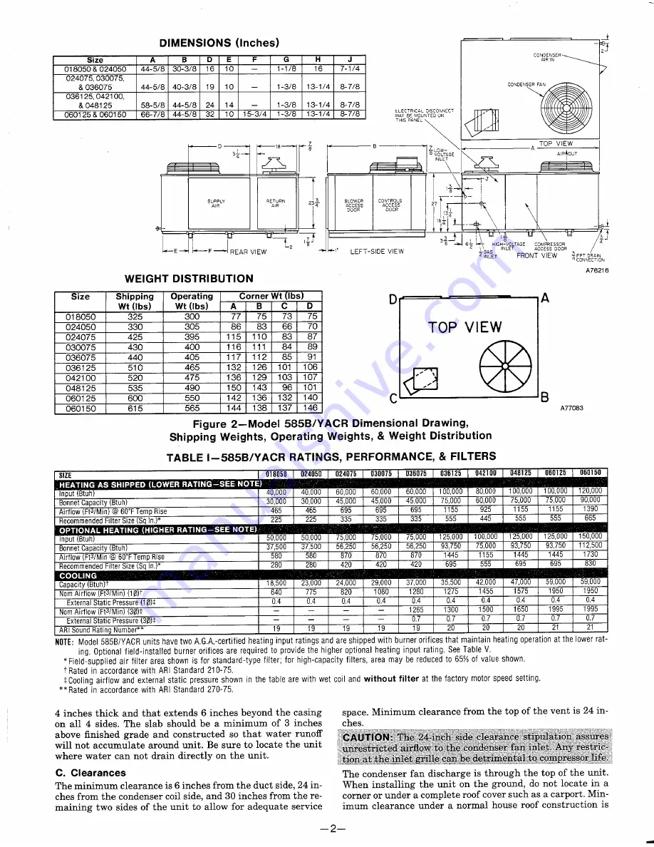 Bryant 585B/YACR Installation, Operating And Maintenance Instructions Download Page 2