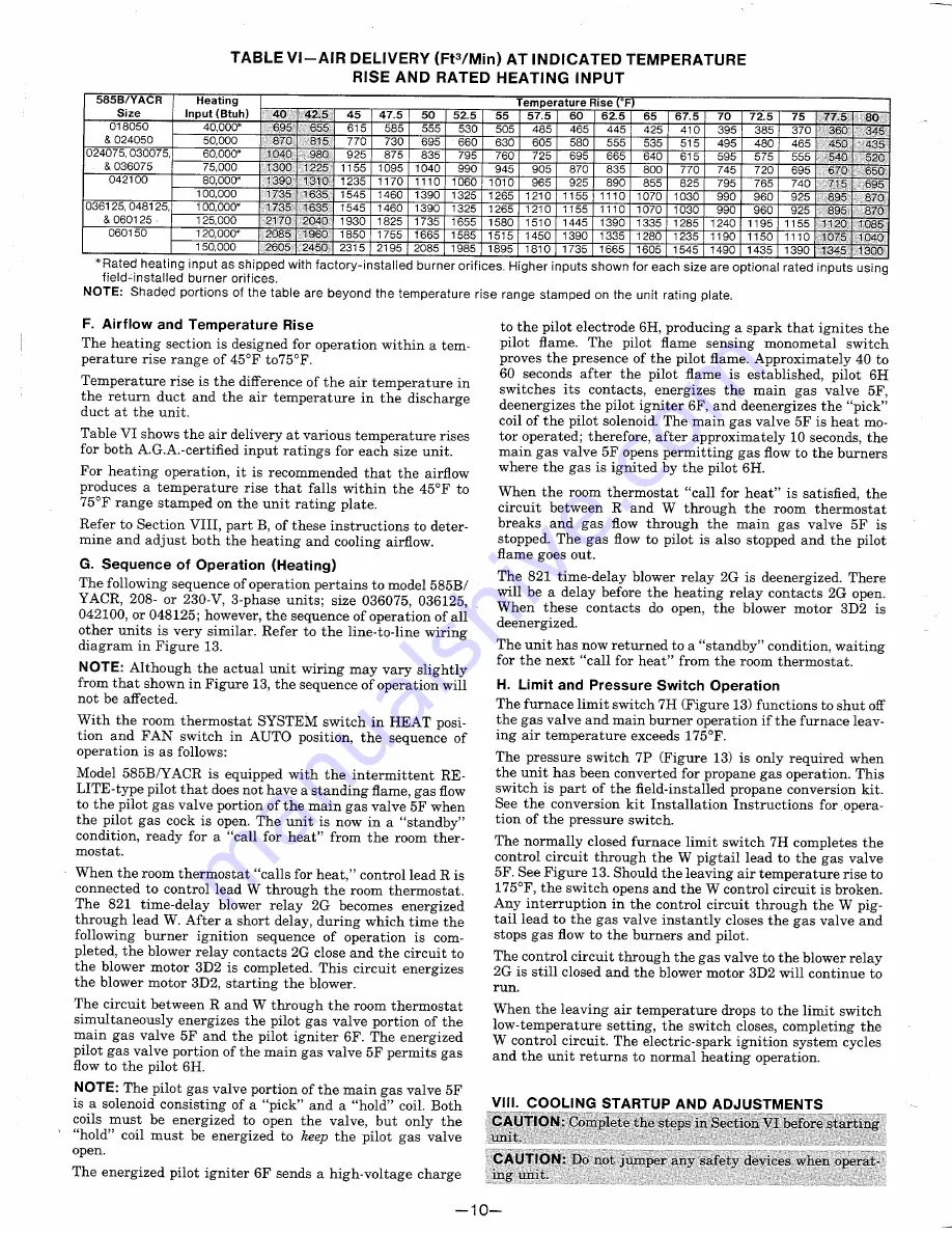 Bryant 585B/YACR Installation, Operating And Maintenance Instructions Download Page 10