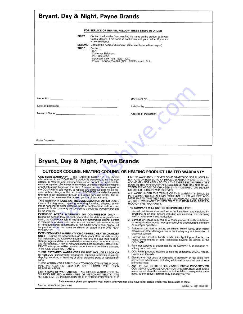 Bryant 658A User'S Information Manual Download Page 11