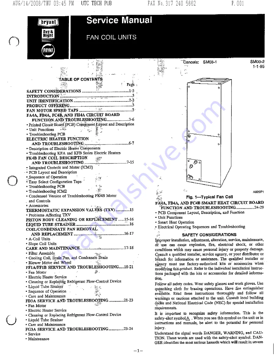 Bryant FA$A Service Manual Download Page 1