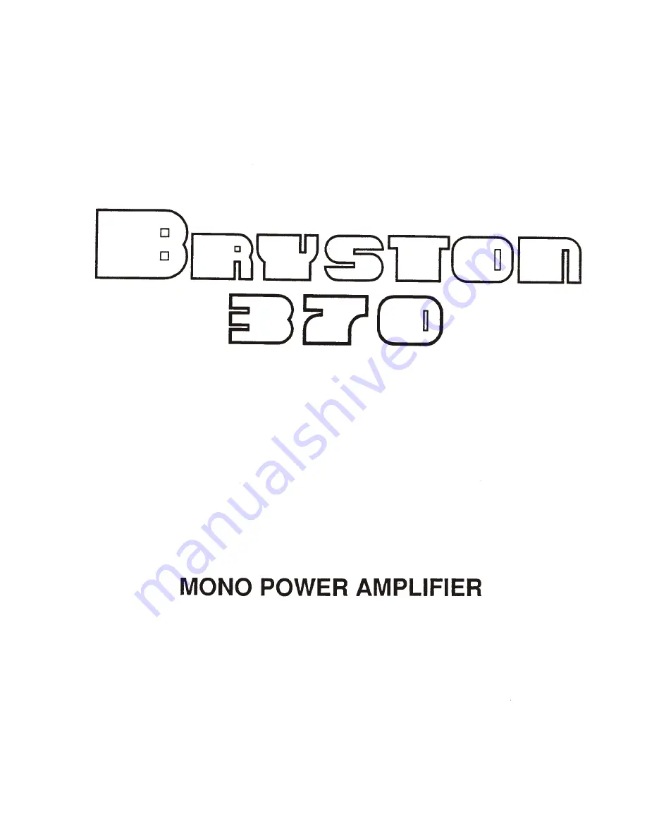 Bryston 70 Series 370 User Manual Download Page 1