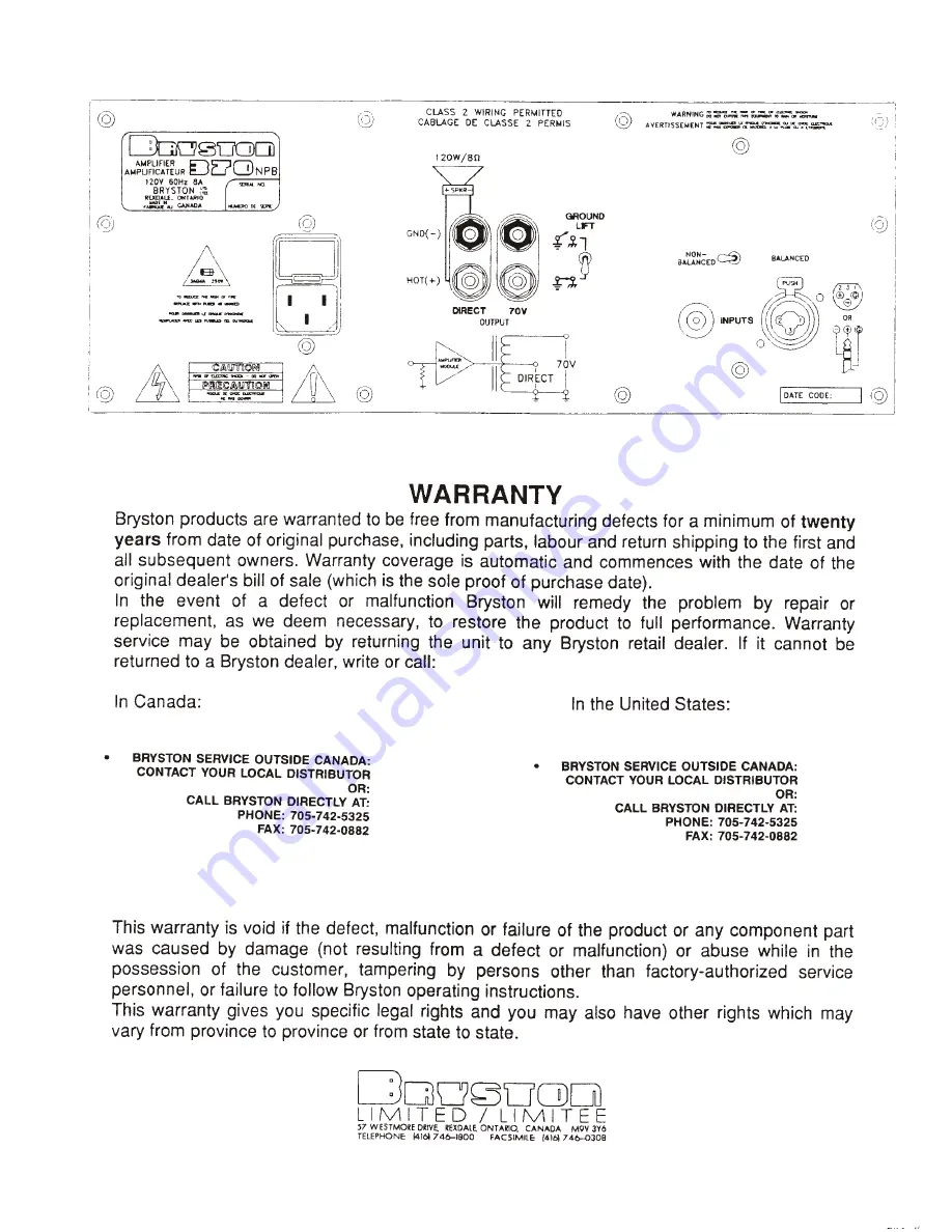 Bryston 70 Series 370 User Manual Download Page 4