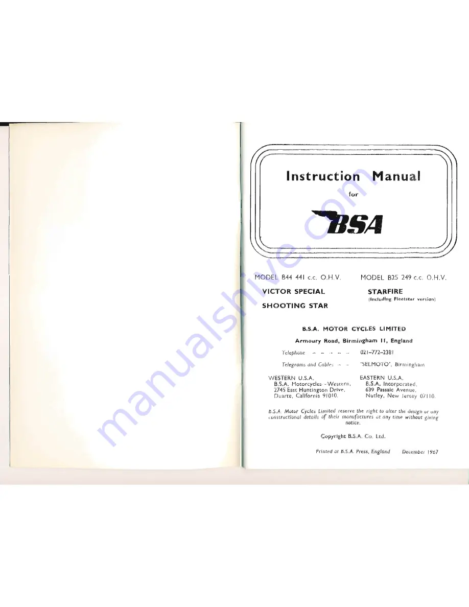 BSA b25 series Instruction Manual Download Page 2