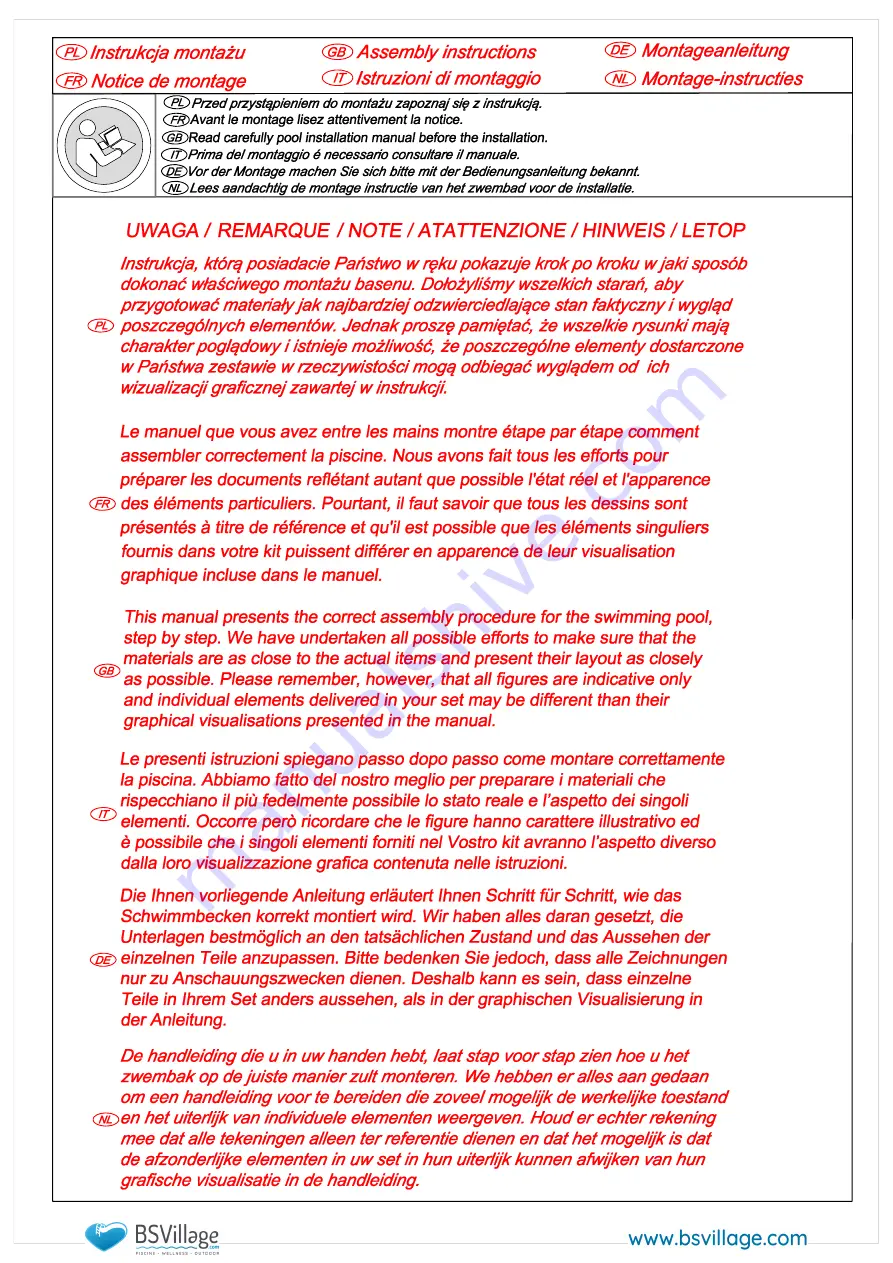 BSVILLAGE NaturalWood 560 Assembly Manual Download Page 3