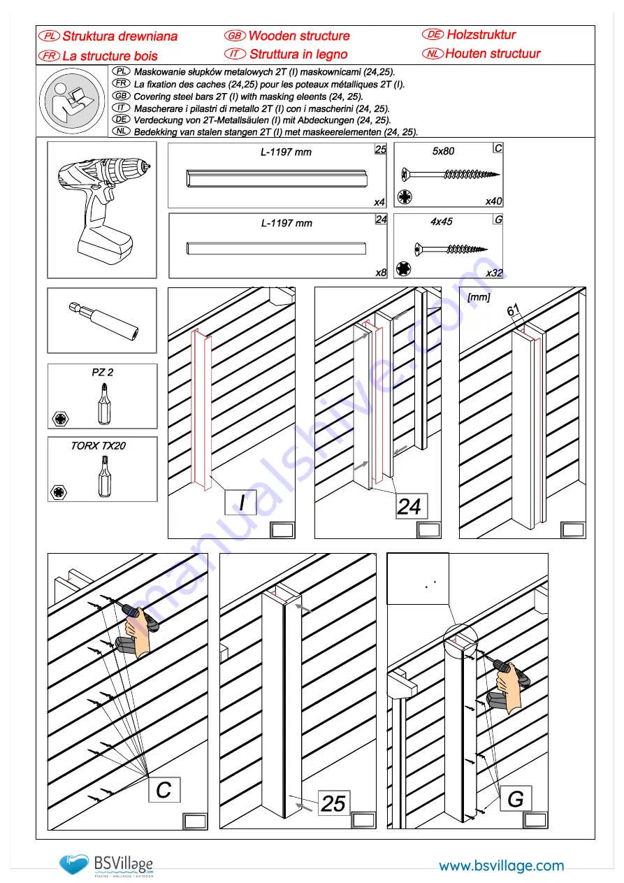 BSVILLAGE NaturalWood 560 Assembly Manual Download Page 30