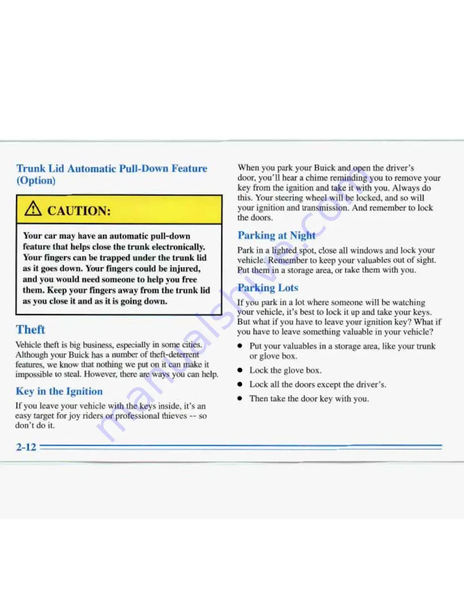 Buick ROADMASTER 1996 Manual Download Page 72