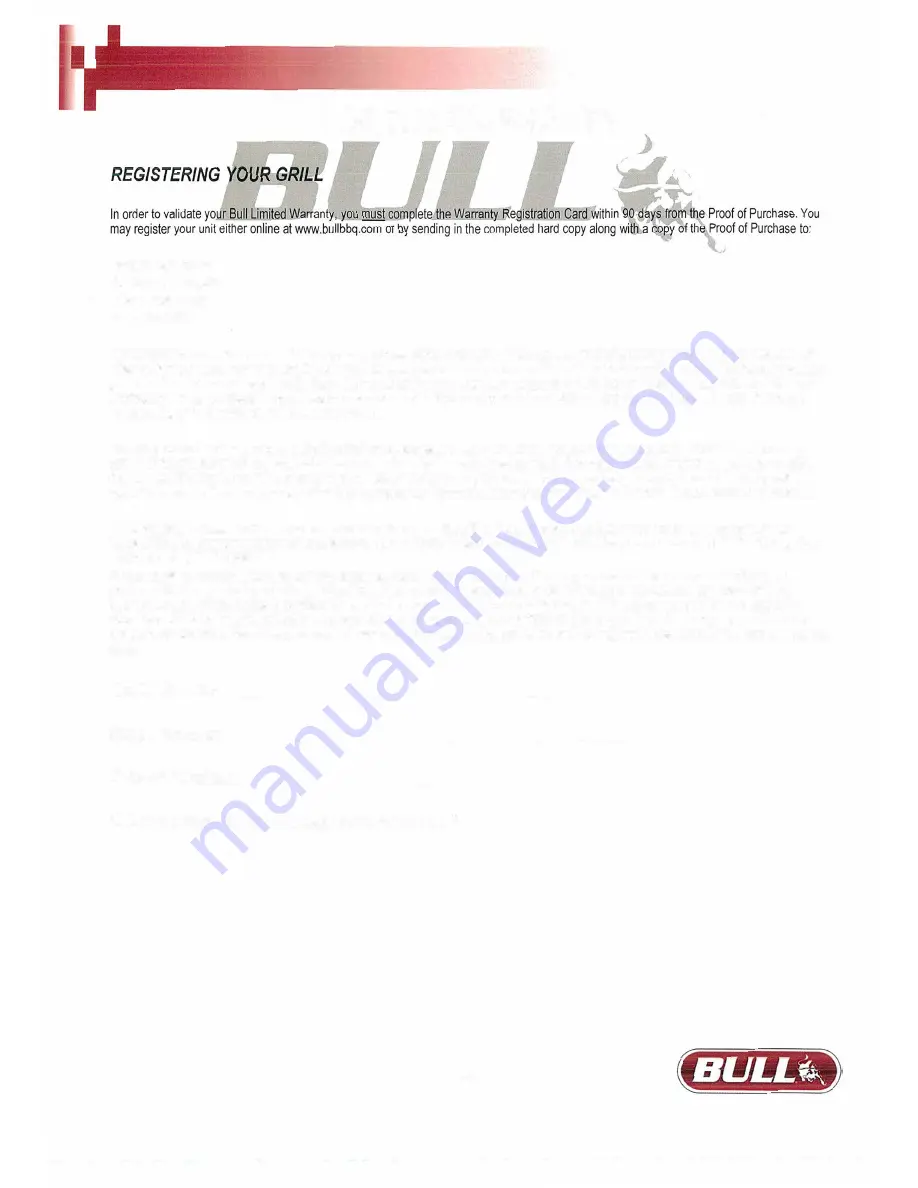 Bull Outdoor Outlaw 26038 Assembly & Operating Instructions Download Page 23