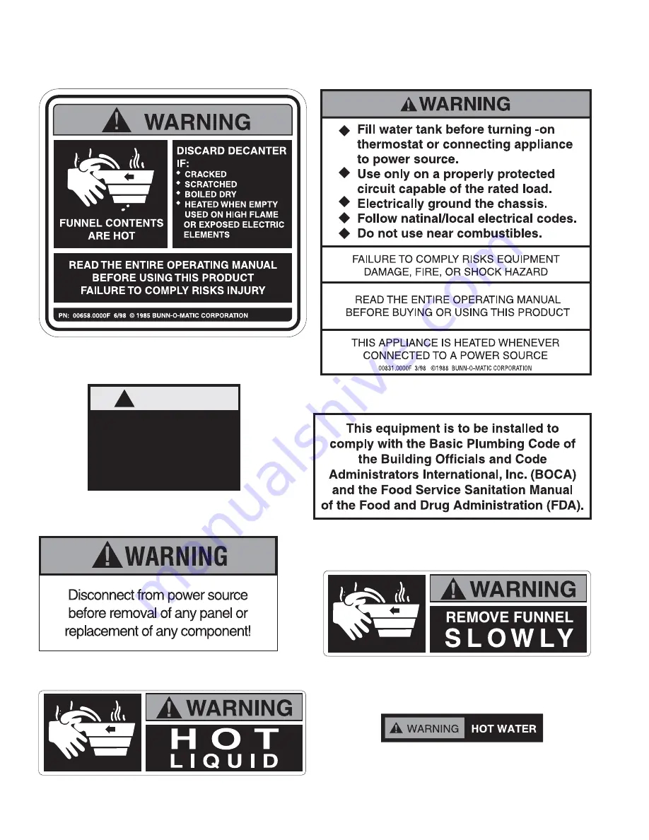 Bunn Single TF DBC Installation & Operating Manual Download Page 94