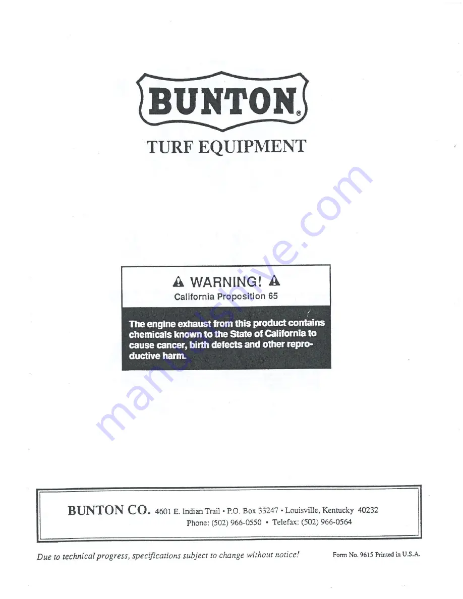 Bunton Bullet BBK36-12.5 KOH Owner'S Manual Download Page 20