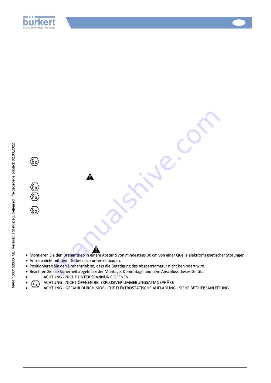 Burkert 100 Nm Installation And Operation Manual Download Page 60