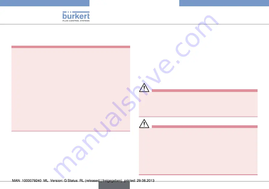 Bürkert 8012 Series Operating Instructions Manual Download Page 50