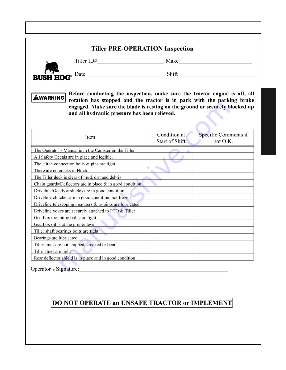 Bush Hog RT60G Operating Manual Download Page 57