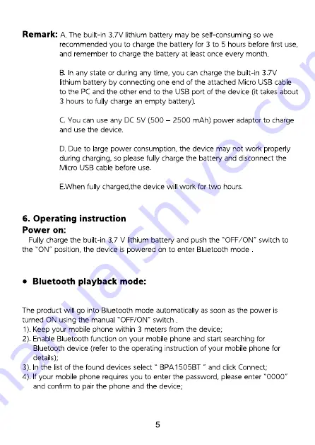 Bush BPA 1505BT User Manual Download Page 7