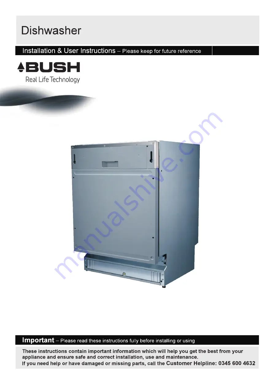 Bush DWFS147SS Installation & User'S Instructions Download Page 1