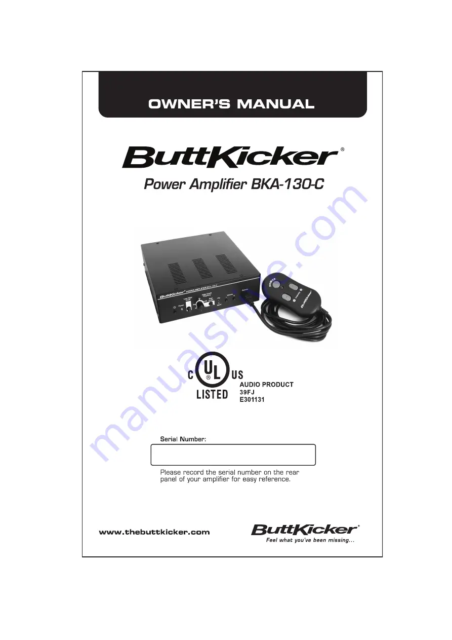 ButtKicker BKA-130-C Скачать руководство пользователя страница 1