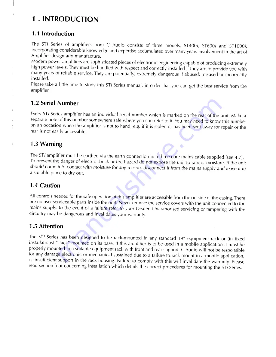 C-Audio ST1000i Owner'S Manual Download Page 3