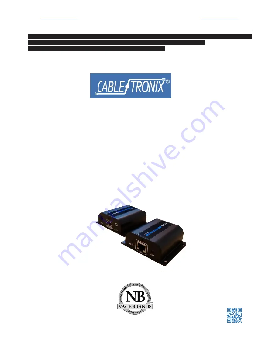 Cable-Tronix CT-HDVD-EXT-IR180 Instruction Manual Download Page 1