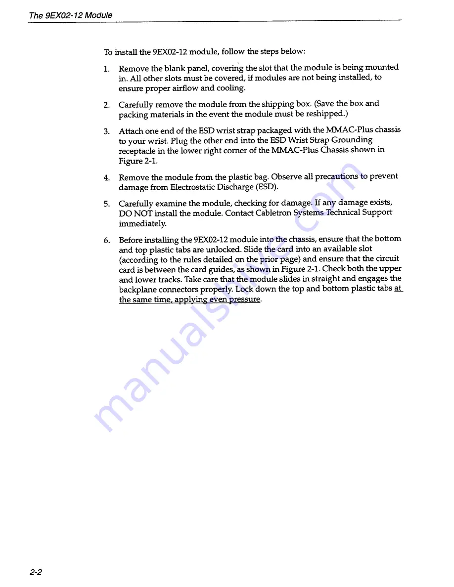 Cabletron Systems MMAC-Plus 9EX02-12 User Manual Download Page 14