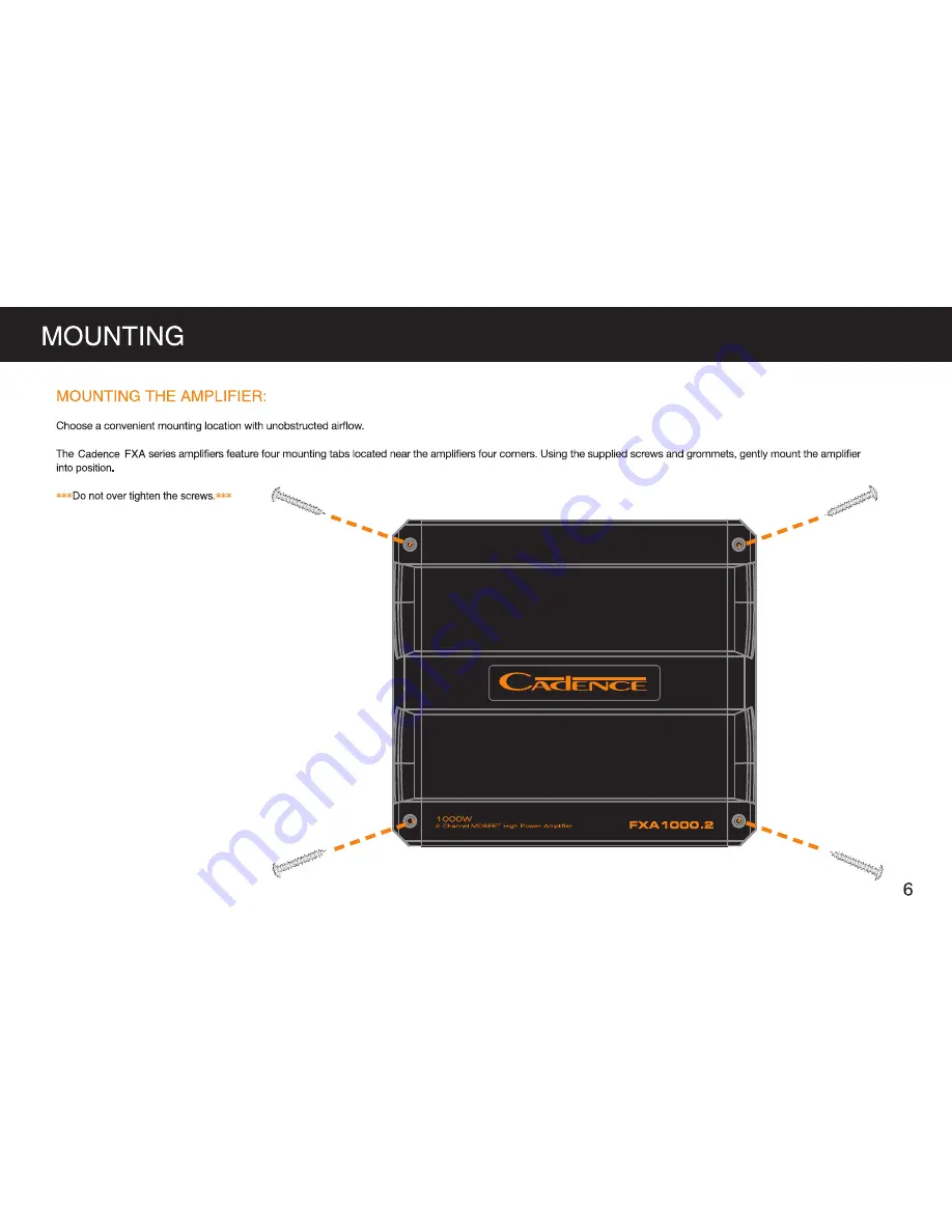 Cadence FXA 2500.1D Owner'S Manual Download Page 7