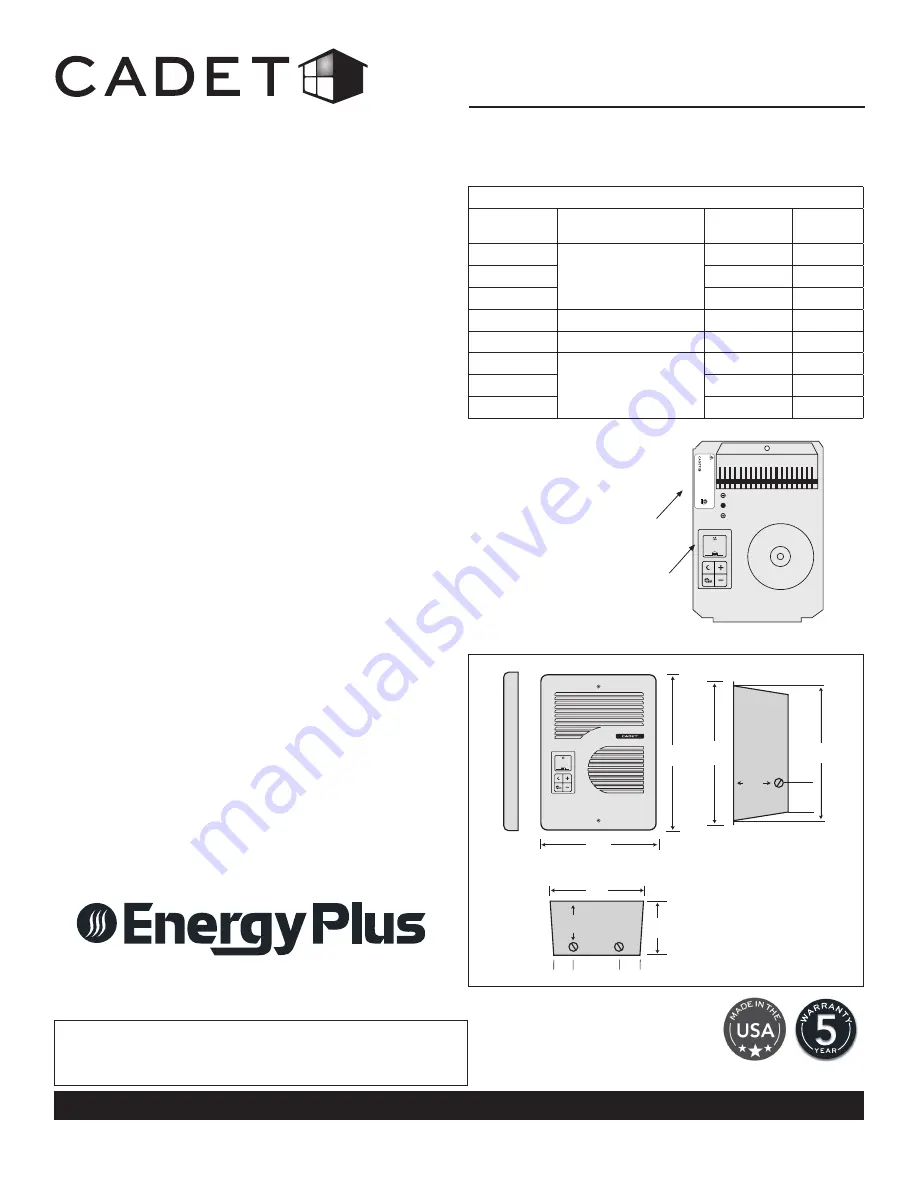 Cadet Energy Plus CE163T Скачать руководство пользователя страница 9