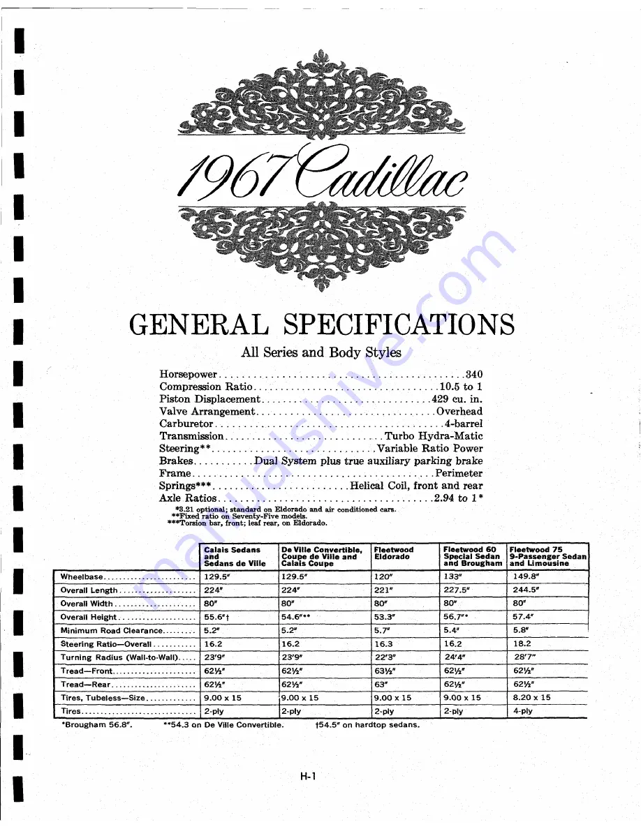 Cadillac 1967 Calais Coupe Data Book Download Page 111